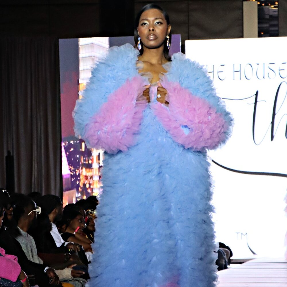 Baby Blue & Pink Trimmed Tulle Opera Coat